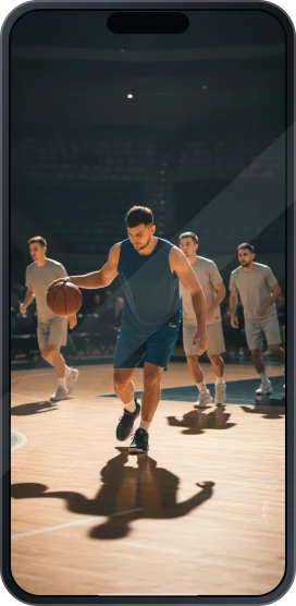 Imagen ilustrativa de baloncesto en la pantalla de un teléfono