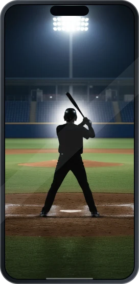 Imagen ilustrativa de béisbol en la pantalla de un teléfono