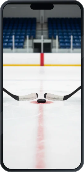 Imagen ilustrativa de hockey sobre hielo en la pantalla de un teléfono